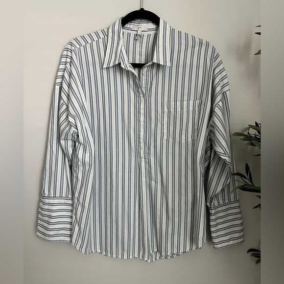 Joie blue‎ white striped button up top size small - Picture 1 of 4